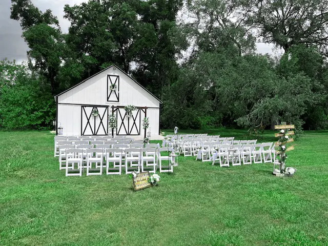 outdoor wedding venues with a barn and view